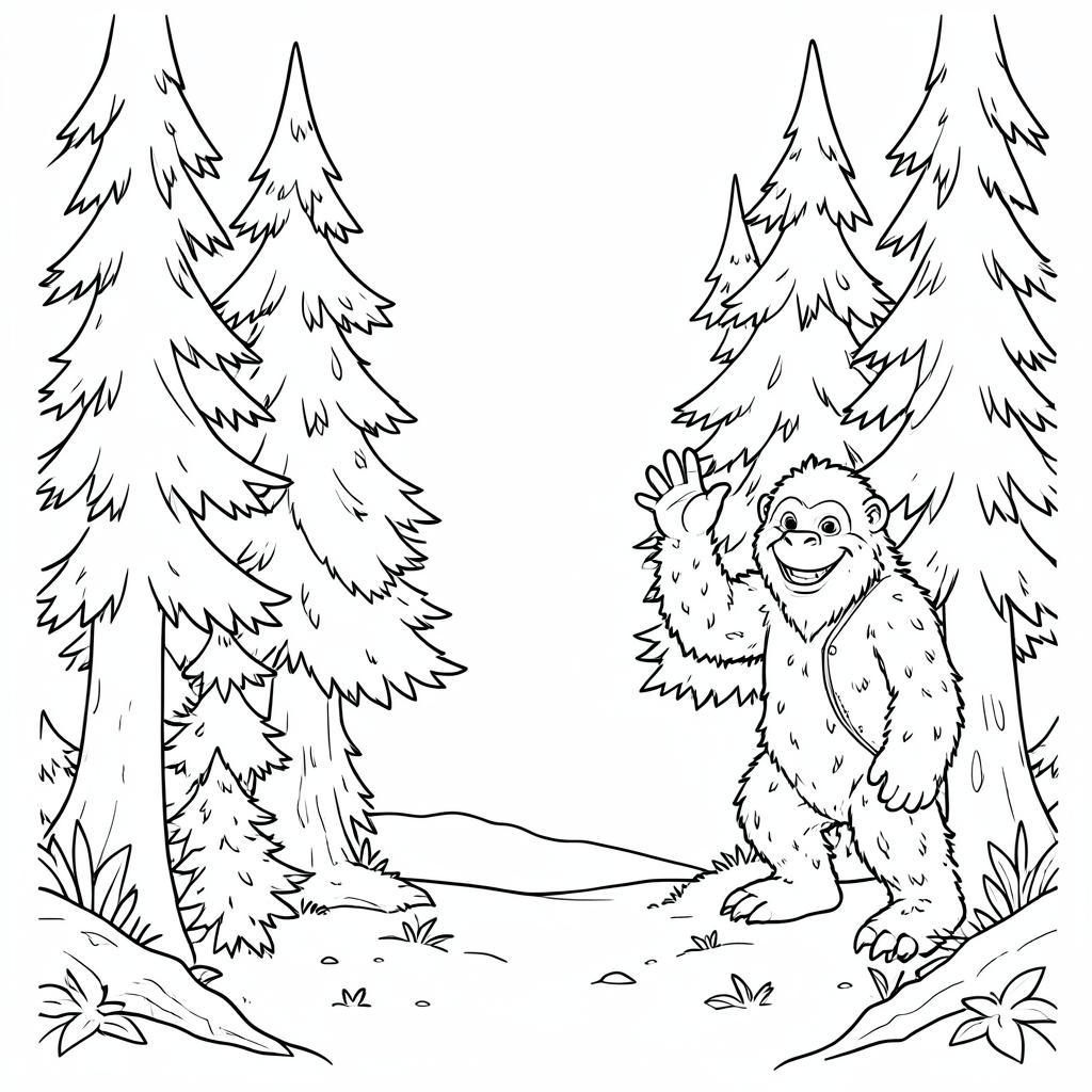 Example medium-detail adult coloring book page from the Bigfoot & Cryptids topic, shown with a SAMPLE watermark