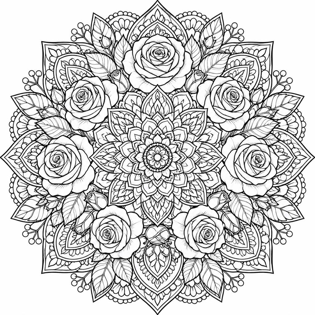 Example intricate-detail adult coloring book page from the Botanical Mandalas topic, shown with a SAMPLE watermark