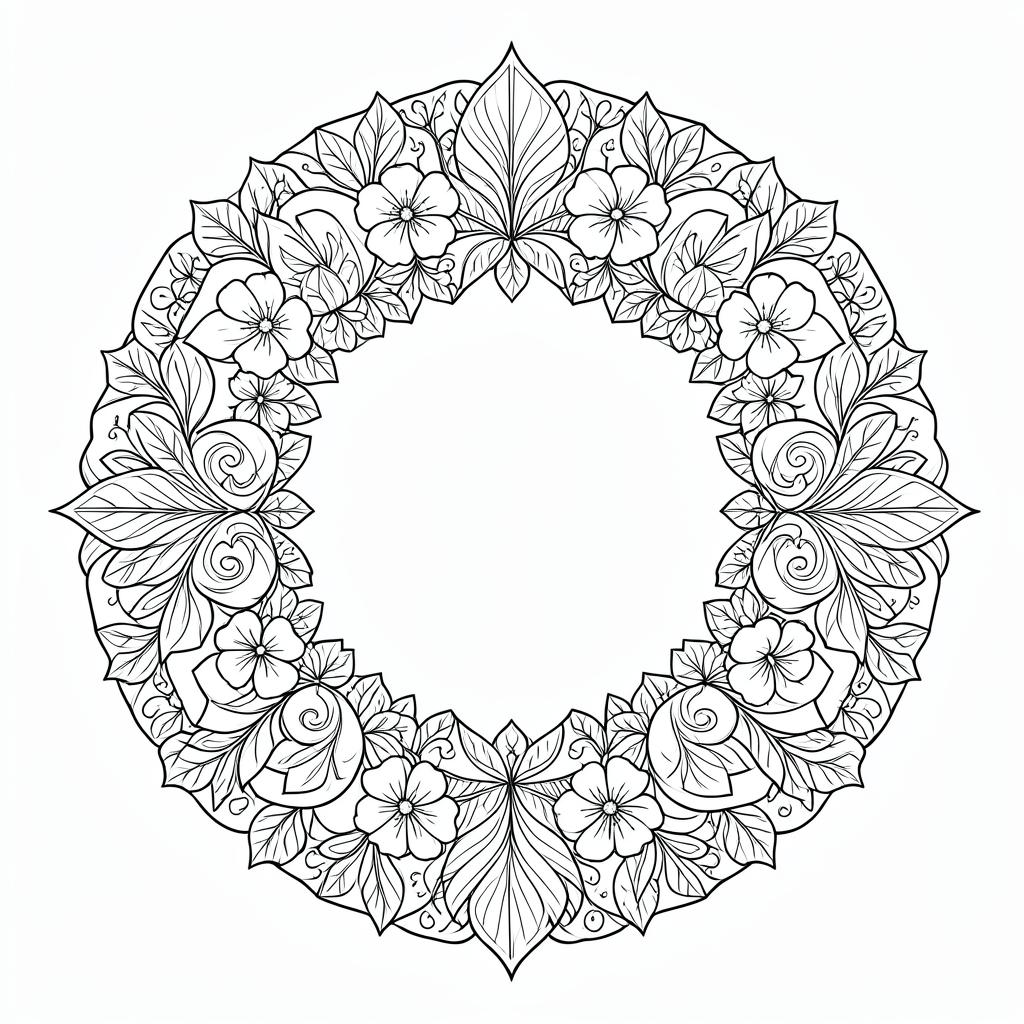 Example medium-detail adult coloring book page from the Botanical Mandalas topic, shown with a SAMPLE watermark