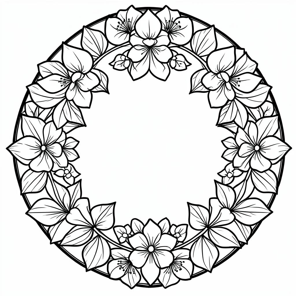 Example simple-detail adult coloring book page from the Botanical Mandalas topic, shown with a SAMPLE watermark