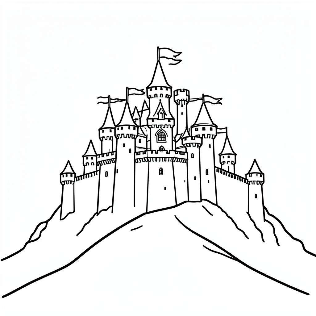 Example simple-detail adult coloring book page from the Castles & Keeps topic, shown with a SAMPLE watermark