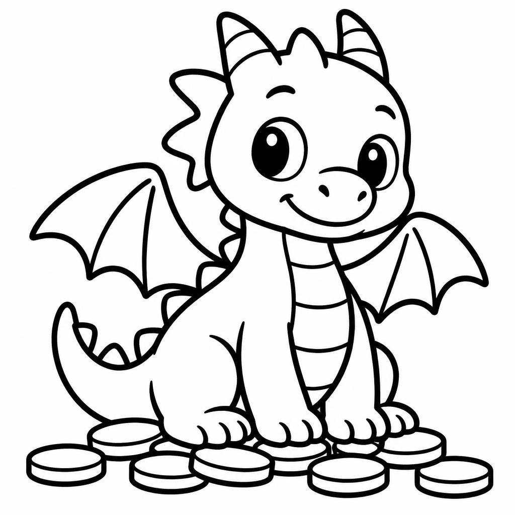 Example simple-detail adult coloring book page from the Dragons topic, shown with a SAMPLE watermark