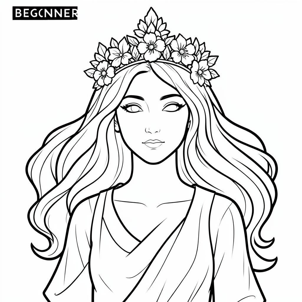 Example simple-detail adult coloring book page from the Goddesses topic, shown with a SAMPLE watermark