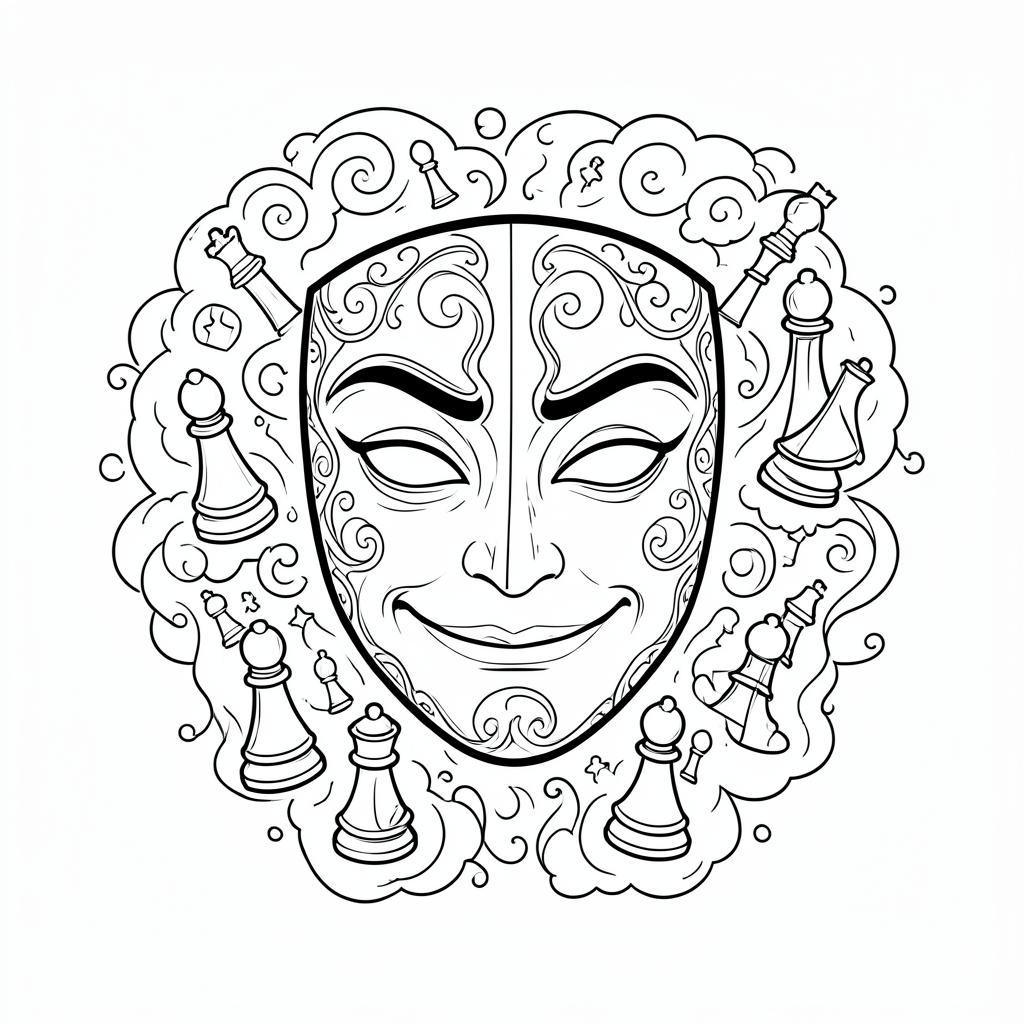Example medium-detail adult coloring book page from the Psychological War topic, shown with a SAMPLE watermark