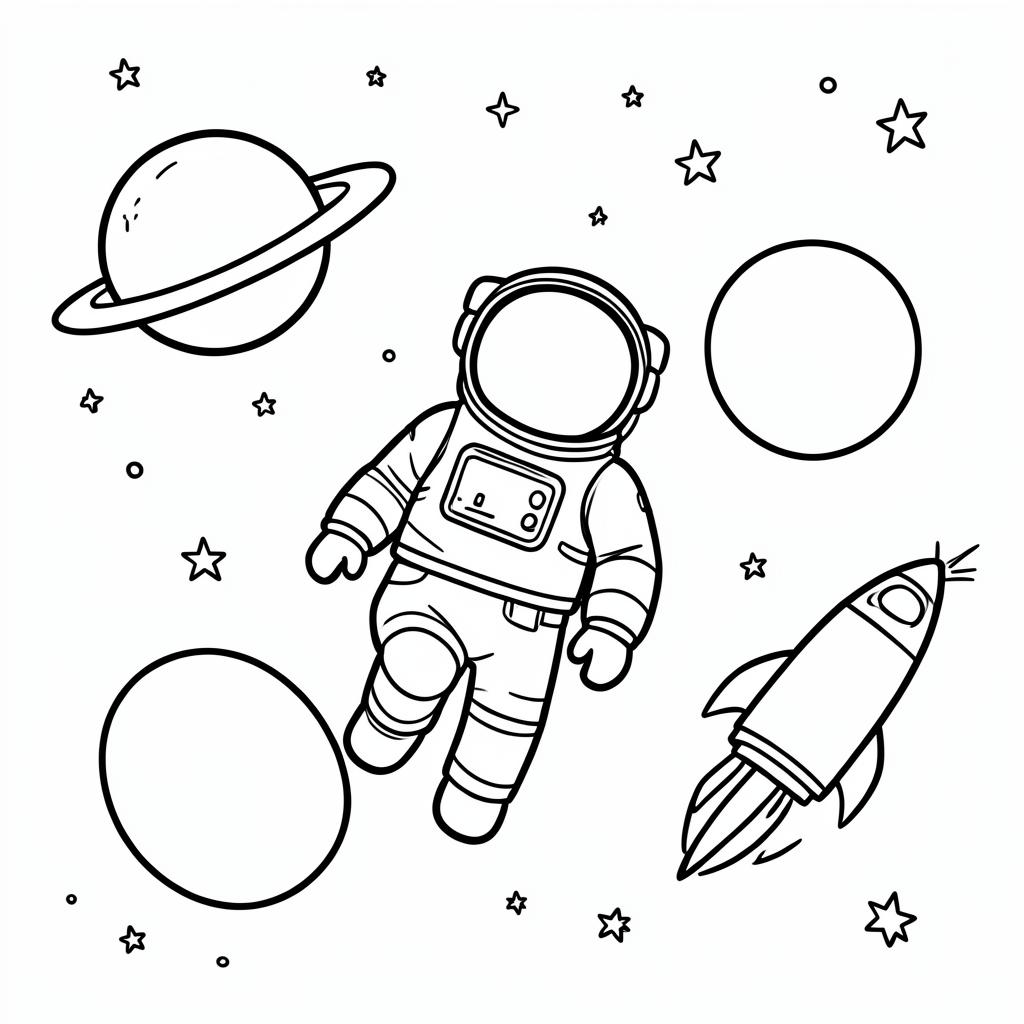 Example simple-detail adult coloring book page from the Deep Space topic, shown with a SAMPLE watermark
