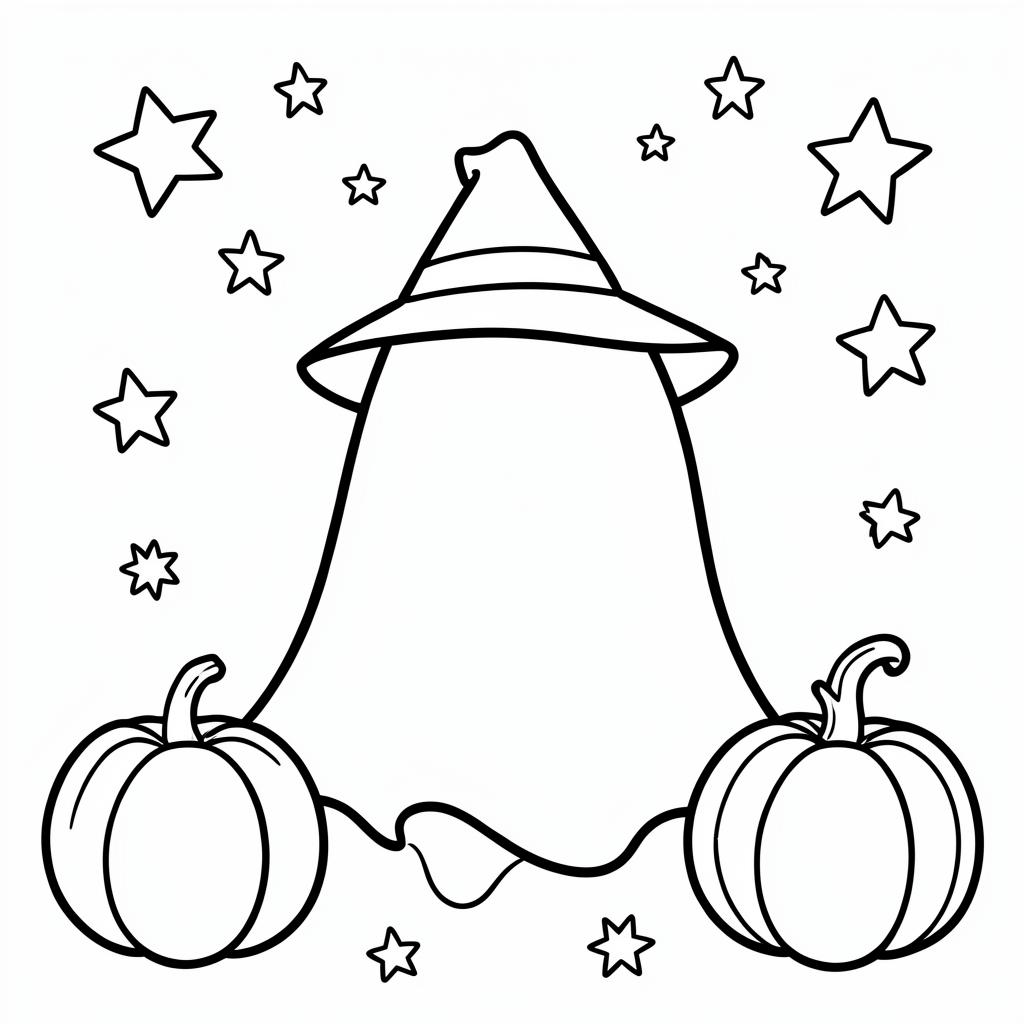 Example simple-detail adult coloring book page from the Spooky Cute topic, shown with a SAMPLE watermark