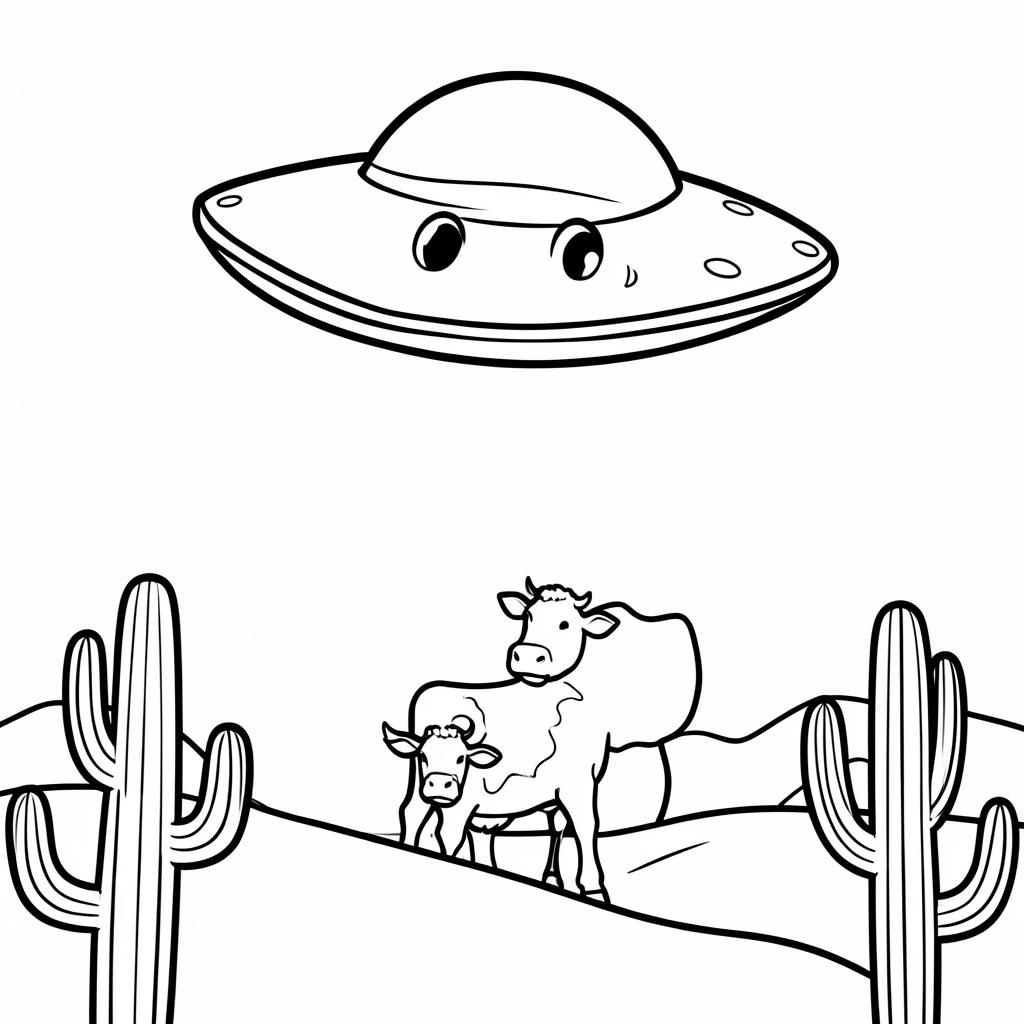Example simple-detail adult coloring book page from the UFOs & Cosmos topic, shown with a SAMPLE watermark